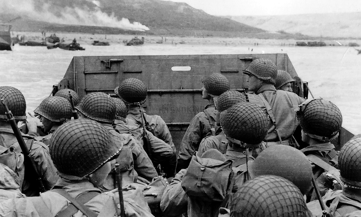 American troops land at Omaha Beach during the D-Day landings of 1944.